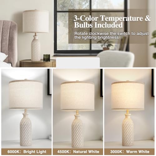 Luvkczc Modern Ceramic Table Lamp Set of 2, Adjustable Color Temperature