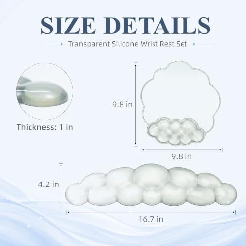 Gel Cloud Wrist Rest, Keyboard & Mouse Pad Set for Office, Non-Slip Support