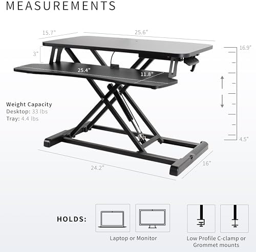 VIVO Black 26 in Standing Desk Converter, DESK-V026KB