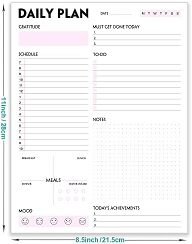 (Pack of 3) A4 Daily Planner Notepad - Tear-Off Daily Planning Pad, Organizer with To Do Lists, Schedule, Appointment, Productivity Tracker, 50 Undated Sheets, 3 Pack, Total 150 Sheets, 8.5 x 11 in