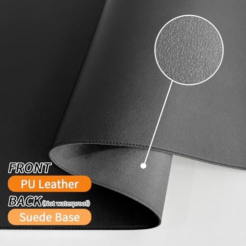 Bloss Desk Mat with Stitched Edges, Leather Large Mouse Pad, Non-Slip Desk Protector Mat, Desk Blotter, Waterproof Desk Pad for Office Home Decor/Black(31.5×15.7 Inches)