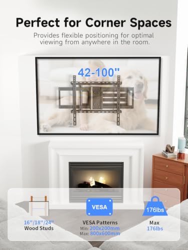 Suptek 41.3" Long Arm TV Wall Mount for 42-100" TVs Holds up to 176lbs