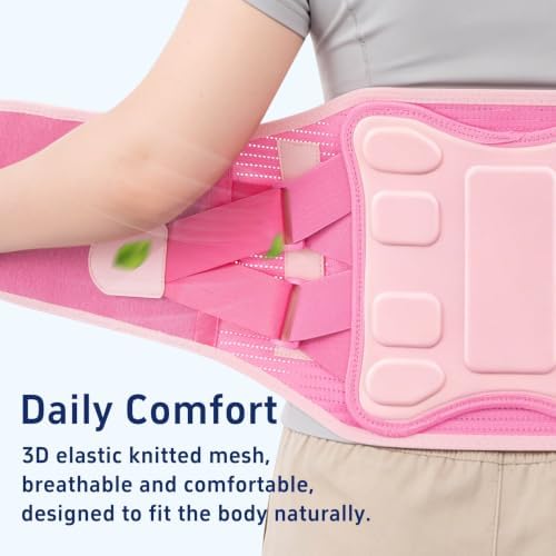 Back Brace for Men and Women Lower Back Support Belt Lumbar Pink XL