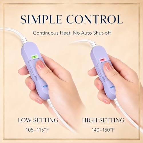 Boncare® Stay-On Small Vinyl Electric Heating Pad for Neck and Shoulders and Back Without Auto-Off, Low & High Heat Levels, Waterproof Hot Heat Pad with Washable Cover (12"x15", 1-Pack)