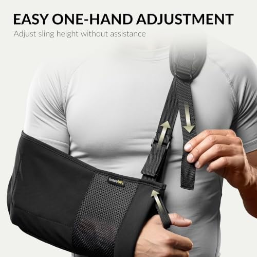BraceUP Arm Sling with Padded Strap & Storage Pocket, One Size
