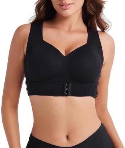 Posture Bra for Women - Front Closure Cross Back Corrector Bras Wireless Seamless Full Support Push Up Bralettes