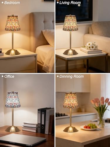 Cordless Flower Table Lamp,Cute Small Desk Lamp,Vintage Aesthetic Lamp