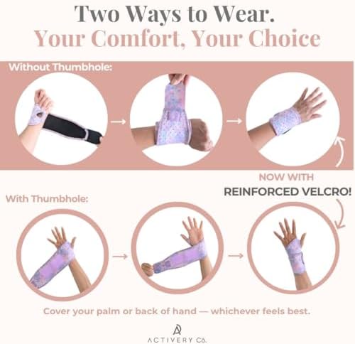 Carpal Tunnel Wrist Brace Left Hand, Right Hand for Women, Day or Night Compression Wrist Support Brace for Fitness, Keyboard Use, or Overnight Support, 2 Pack, Purple Tie Dye Print