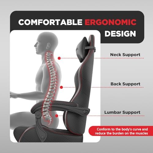 Ferghana Vintage PU Leather Gaming Chair, Ergonomic Reclining Racing Gamer Chair with Massage Lumbar Support, High Back Computer Office Chair with Footrest for Adults, Black