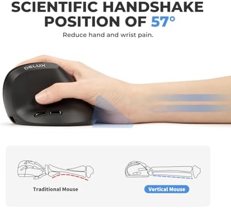 DELUX Wireless Ergonomic Mouse,Rechargeable Mouse for Small Hands (M618AIR)