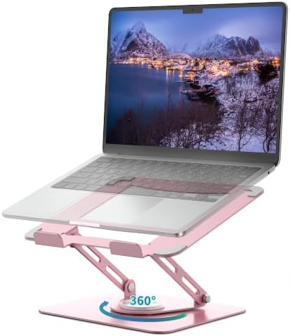 ALASHI 360° Rotating Laptop Stand, Multi-Angle, 10-17", Pink