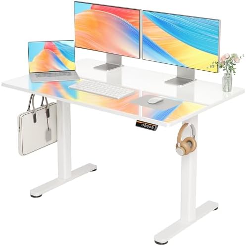 Claiks Glass Standing Desk 48x24 Inch Super White