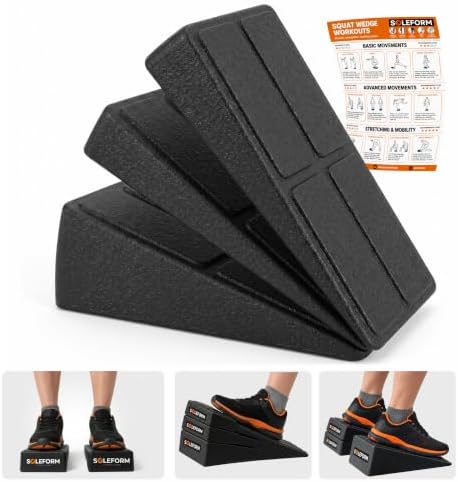 Heel Elevated Squat Wedge Block, 5 Adjustable Angles Weight Lifting Slant Board for Calf Stretching, Adjustable Lightweight Support for Mobility, Weight Lifting, Yoga and Home Gym Exercise