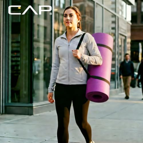 CAP 1" Extra Thick Yoga Mat, Exercise Mat with Strap, Multiple Colors