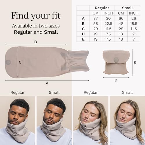 Trtl Travel Pillow Original 2.0 – Scientifically Proven Super Soft Travel Pillow with Premium Head & Neck Support – for Airplane Travel – Machine Washable – Lightweight & Compact - Sand Beige – Small