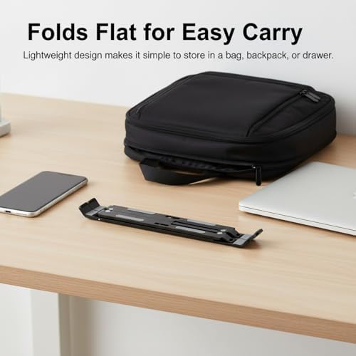Foldable Laptop Stand, 7-Level Adjustable Aluminum Alloy Tablet Holder, Ultra-Thin Portable Notebook Riser for Desk, Office, Home, Travel (Silver,Plastic)