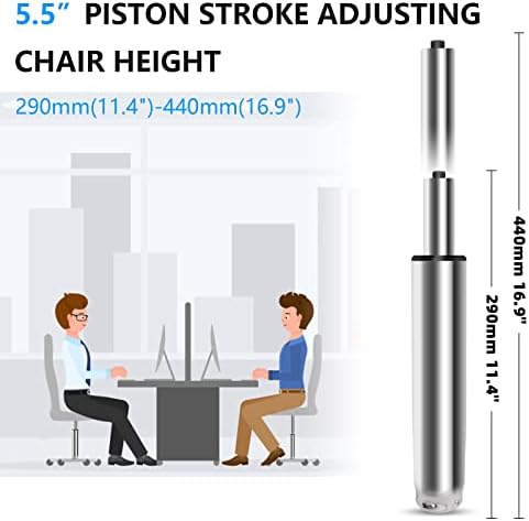 Omyoffice 5.5” Office Chair Cylinder Replacement, Class 4 Piston (Silver)