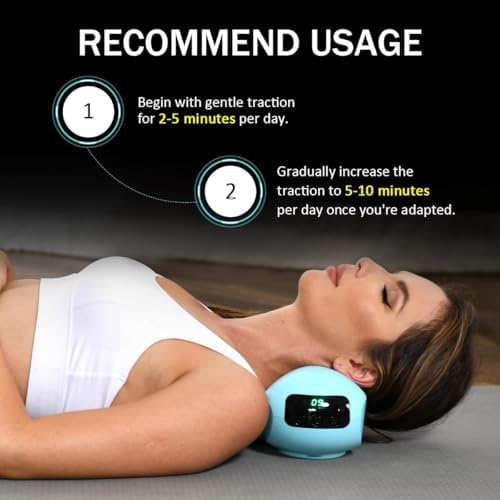 Red Light Therapy Neck Traction Pillow, Neck Stretcher for Neck Pain Relief, Cervical Traction Device for Tension Headache and Neck Hump Corrector with 10000 mAh Power Bank