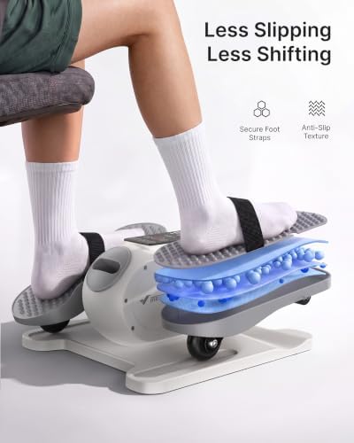 MERACH Under Desk Elliptical Machine, Seated Pedal Exerciser with Straps