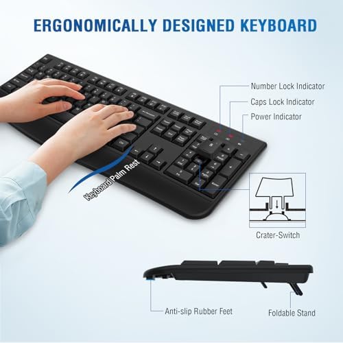 QUASIO Wireless Keyboard Mouse Combo, Windows & Mac Compatible (2 Pack)