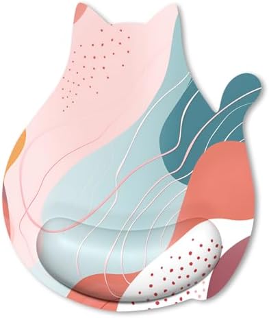 Ergonomic Mouse Pad with Wrist Rest, Cute Cat Memory Foam Padded Pain Relief Non-Slip Wrist Support Mouse Mat for Gaming Work Computer Laptop, Funny Office Supplies Desk Accessory, Abstract