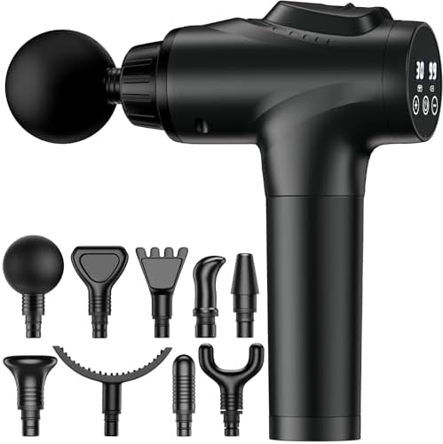 APHERMA Massage Gun, Muscle Massage Gun for Athletes Handheld Electric Deep Tissue Back Massager, Percussion Massage Device for Pain Relief with 30 Speed Levels 9 Heads Black