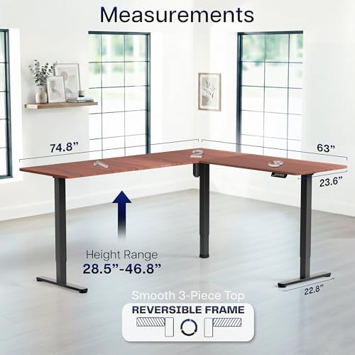 VIVO Dark Walnut 75 x 63 in Corner Standing Desk, DESK-E3CTD-75