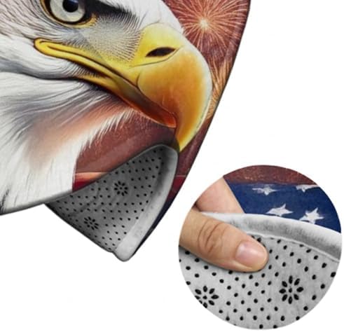 Machine Washable Modern Round Area Rug, Room Sofa Yoga Soft Round Carpet, Home Decor Non Slip Kitchen Office Circle Rug Bald Eagle American Flag Fireworks Art, 24inch
