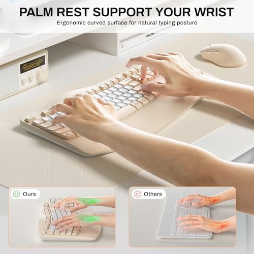 Wireless Keyboard and Mouse Combo,2.4G Ergonomic Wave Keys(Latte Color-B)