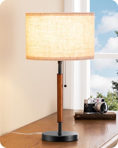 EDISHINE Modern Mid Century Table Lamp, Pull Chain Switch, 21.65 Inch, E26