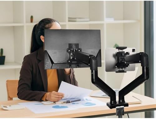 Universal VESA Mount Adapter for Tablets – Spring Clamp Holder for iPad and Portable Monitors up to 15.6″ – Fits VESA 75x75 & 100x100 – Compatible with Surface, Galaxy Tab, and 2-in-1 Laptops