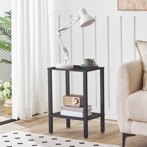 HOOBRO End Table, Small Side Table with 2-Tier Storage Shelves