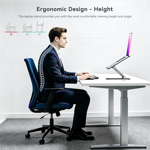 K&ZZ Adjustable Laptop Stand Riser Foldable Aluminum Laptop Stand for Desk