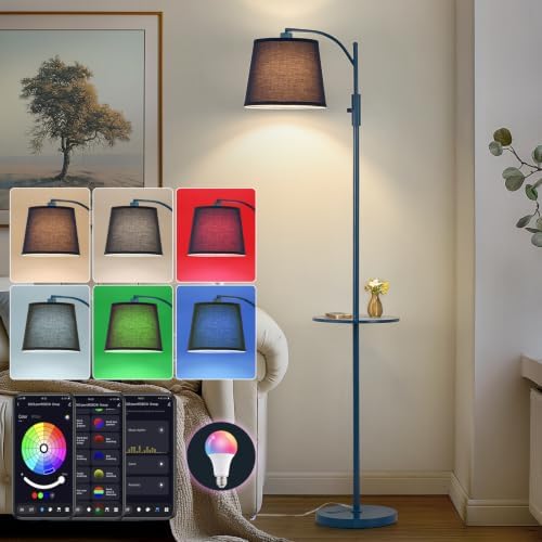 AIDENOEY Smart Floor Lamp with Side Table, Alexa & Google Assistant