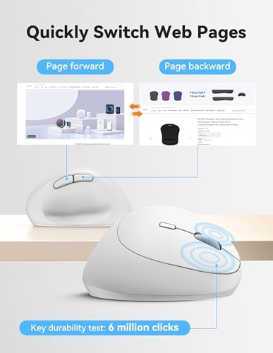 TECKNET Ergonomic Wireless Mouse 2.4G Vertical Mouse Silent 4800 DPI