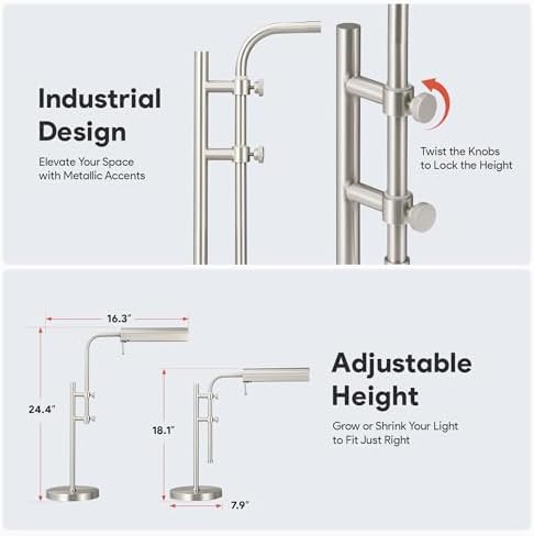 VONLUCE Industrial Table Lamp, Adjustable LED Desk Lamp for Home Office
