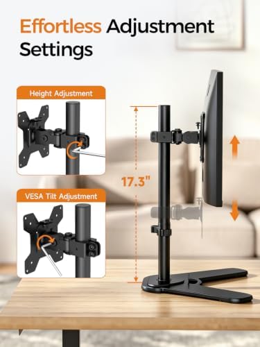 Suptek Single Monitor Mount, Adjustable Monitor Desk Mount for Fully Adjustable Stand 1 / Single Screen up to 32 inches (ML97401SEY)