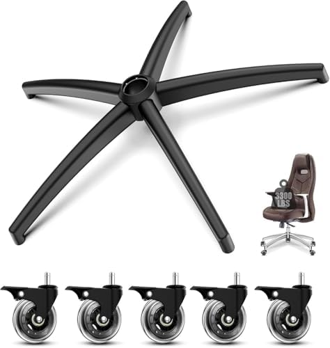 Office Chair Base with Casters (3300 lbs) - Heavy Duty Alloy, Universal Fit