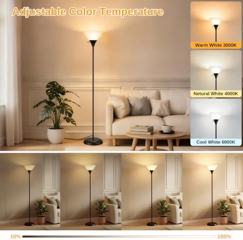 Coucrek Floor Lamp for Living Room, Torchiere Standing Light