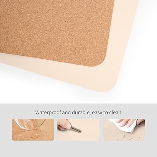 RENMTURE Dual-Sided Mouse Pad, Natural Cork & PU Leather Large Desk Pad for Office and Home Work, Desk Protector Non-Slip, Waterproof, Easy Clean (Apricot, 23.6" x 13.7")