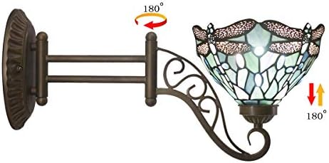 WERFACTORY Tiffany Wall Sconce Lamp Plug in Swing Arm Up Down Light