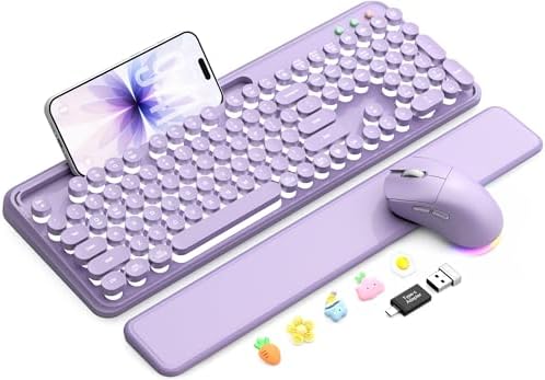 Wireless Keyboard and Mouse, Backlit Typewriter with Magnetic Wrist Rest