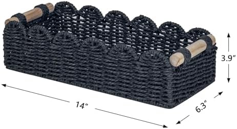 CubesLand Scalloped Toilet Paper Storage Basket W/Handle for Home Decor