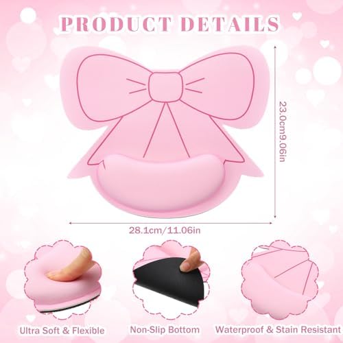 Sabary Pink Mouse Pad with Wrist Rest Pink Bow Ergonomic Gel Mouse Pad