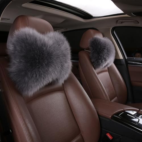 Car Headrest Pillow Plush Protector Neck Rest Pillows, Gray