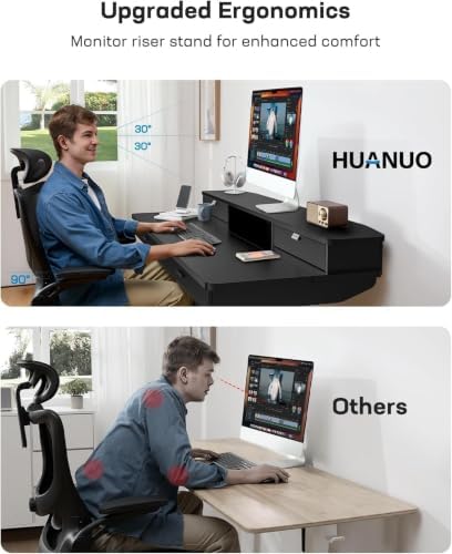HUANUO 55 x 30 inch Electric Standing Desk with 4 Drawers, Black
