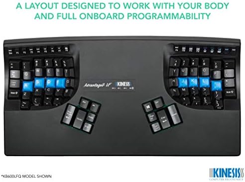 KINESIS Advantage2 Quiet LF Ergonomic USB Keyboard (KB600LFQ)