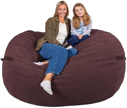 Big Joe Fuf 8Ft Giant Foam Bean Bag Chair, Oversized Couch with Removable Cover for Kids, Teens, Adults, Merlot Cloudweave, 8 Foot