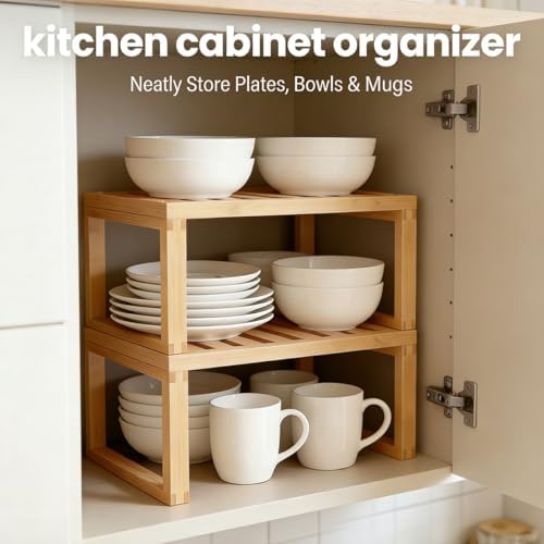 JinDoWin Kitchen Cabinet Organizer Shelf to Eliminate Clutter, Space-Saving Shelf Organizer, Pantry organizers and storage, Compact Spice Rack Organizer for Cabinet (2, W11.8″)