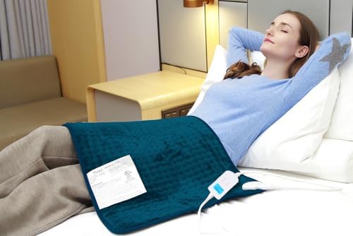 Ruqiji 17''x33'' XXXL King Size Heating Pad with 10 Temperature Settings, Pain Relief for Back/Neck/Shoulders/Menstrual Pain/Leg Cramp(Dark Teal)